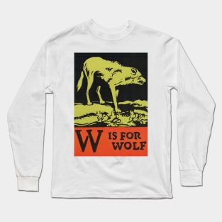 W is for Wolf  ABC Designed and Cut on Wood by CB Falls Long Sleeve T-Shirt